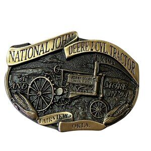 Vintage National John Deere 2 Cylinder Tractor Expo Belt Buckle 1994 Model A USA